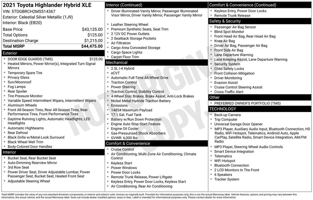 Used 2021 Toyota Highlander XLE AWD/4WD image 6