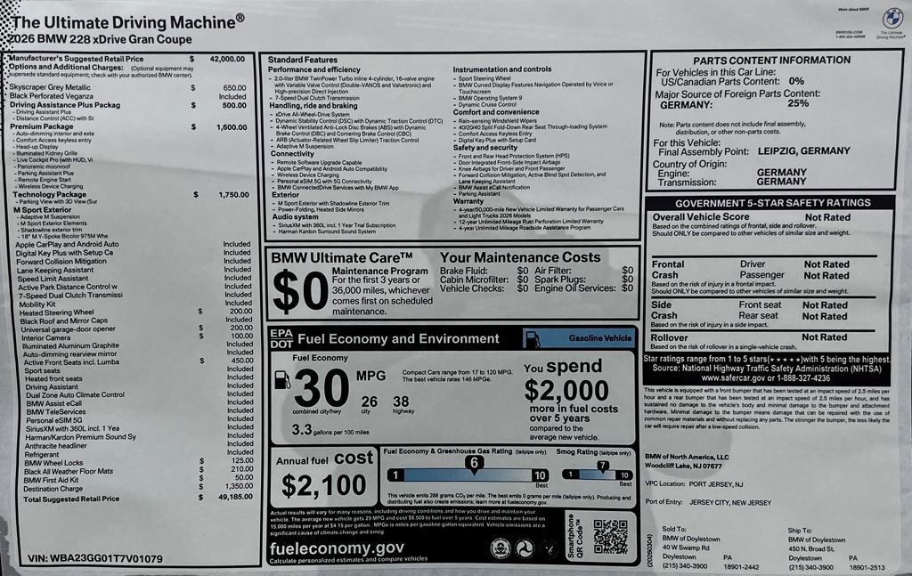 New 2026 BMW 228i xDrive w/ Technology Package AWD/4WD image 16