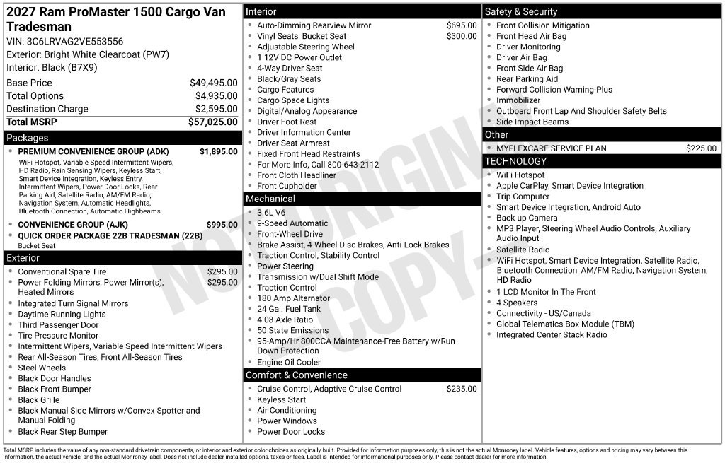 New 2027 RAM ProMaster 1500 w/ Premium Convenience Group FWD image 7