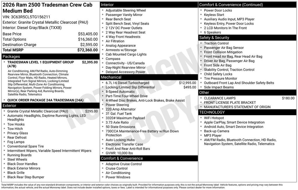 New 2026 RAM 2500 Tradesman AWD/4WD image 6