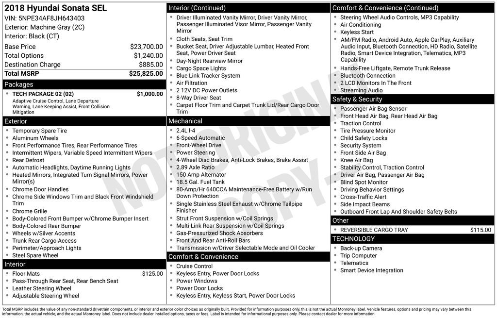 Used 2018 Hyundai Sonata SEL w/ Tech Package 02 image 24