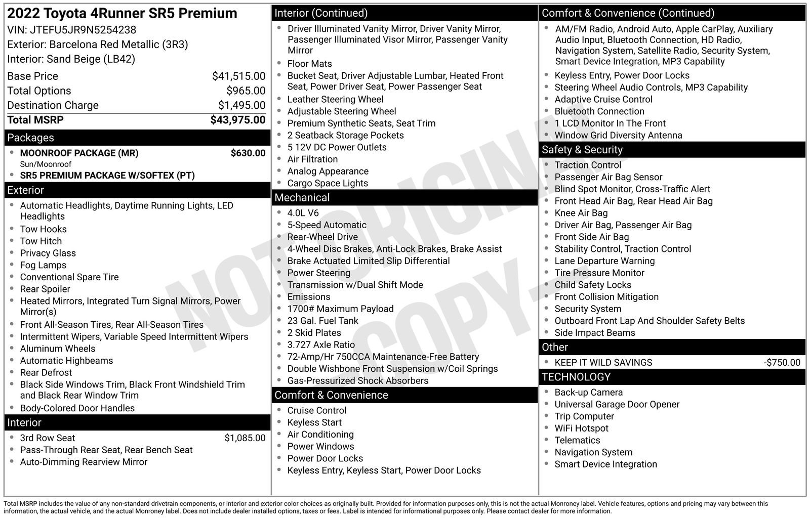 Used 2022 Toyota 4Runner SR5 Premium w/ Moonroof Package RWD image 25