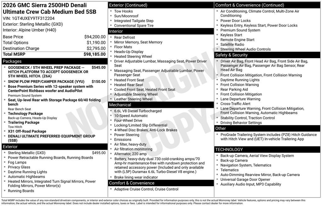 New 2026 GMC Sierra 2500 Denali Ultimate AWD/4WD image 5
