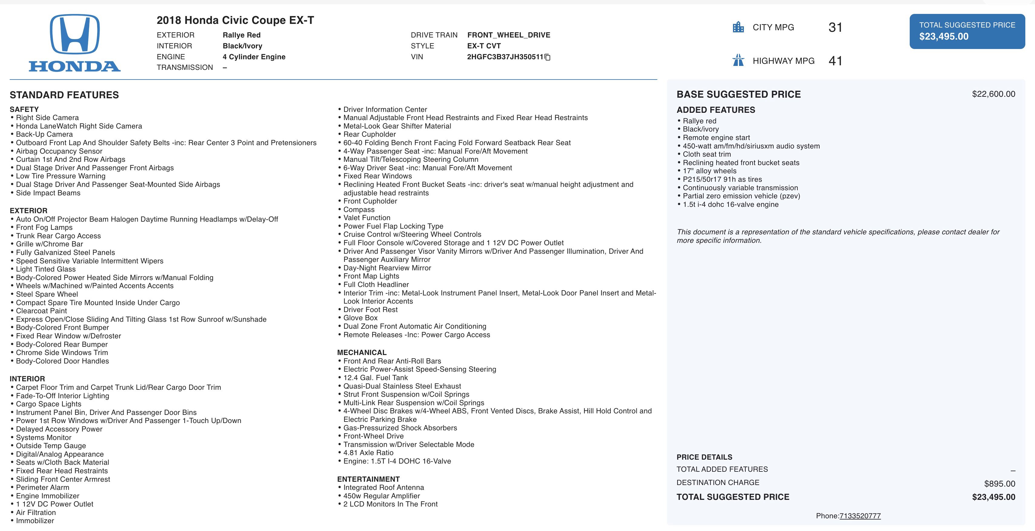 Used 2018 Honda Civic EX-T image 3