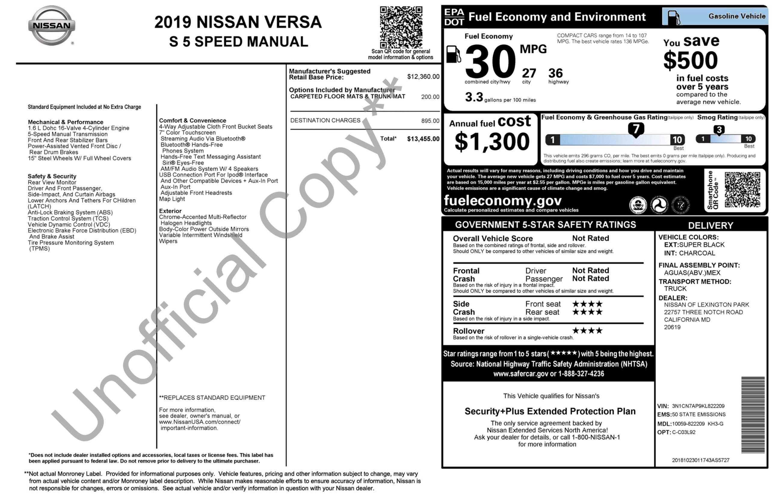 Used 2019 Nissan Versa S FWD image 4