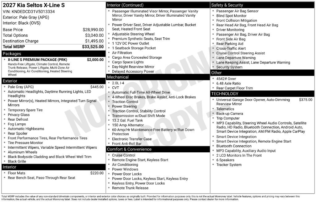 New 2027 Kia Seltos X-Line S w/ X-Line S Premium Package AWD/4WD image 6