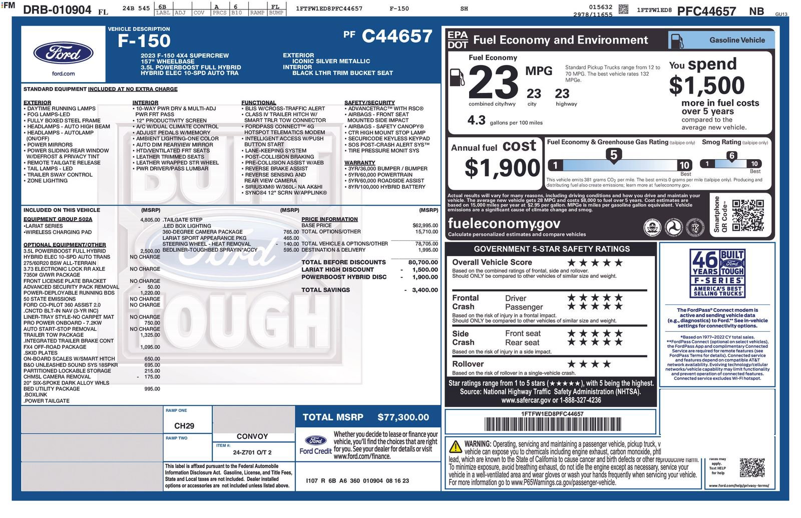 Used 2023 Ford F150 Lariat w/ Equipment Group 502A High image 10