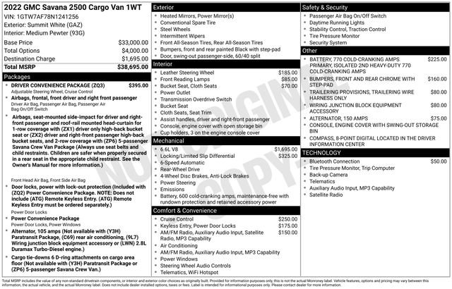 Used 2022 GMC Savana 2500 w/ Driver Convenience Package image 36