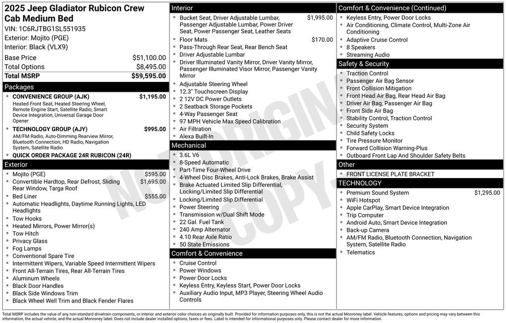 New 2025 Jeep Gladiator Rubicon w/ Convenience Group image 24