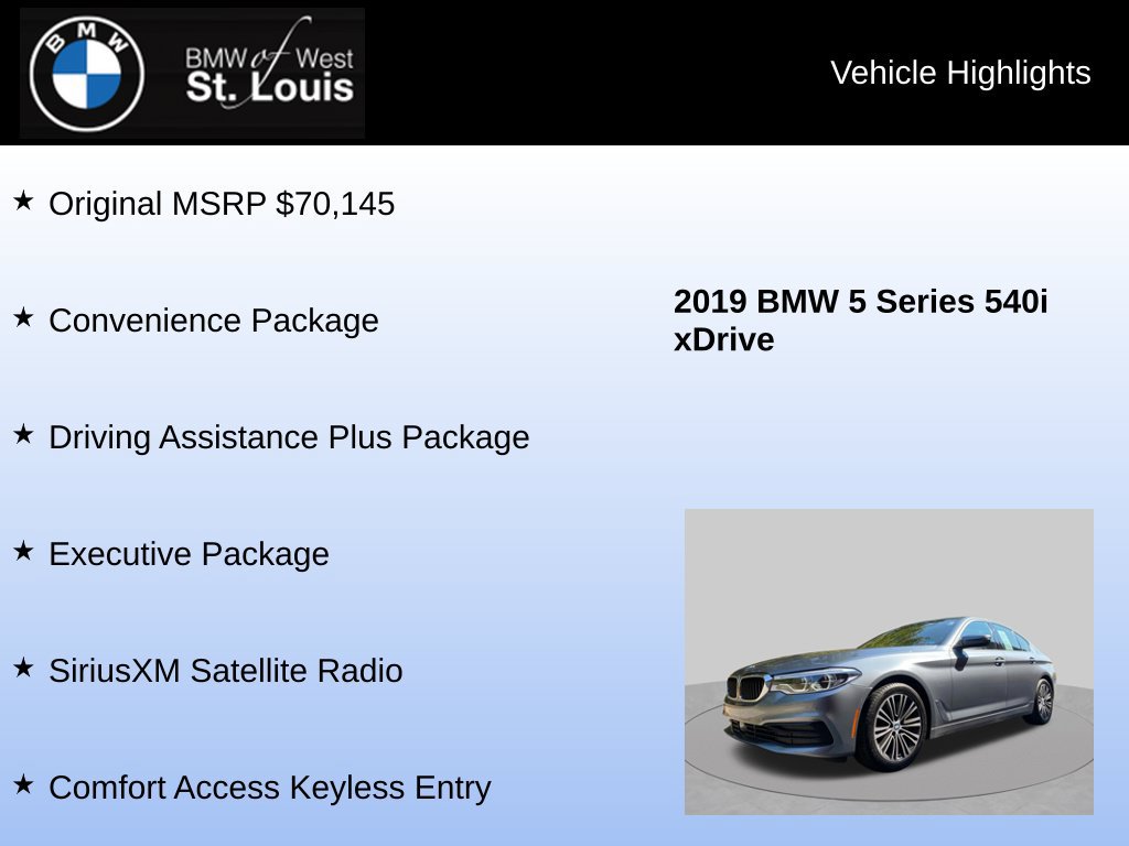 Used 2019 BMW 540i xDrive w/ Premium Package AWD/4WD image 8