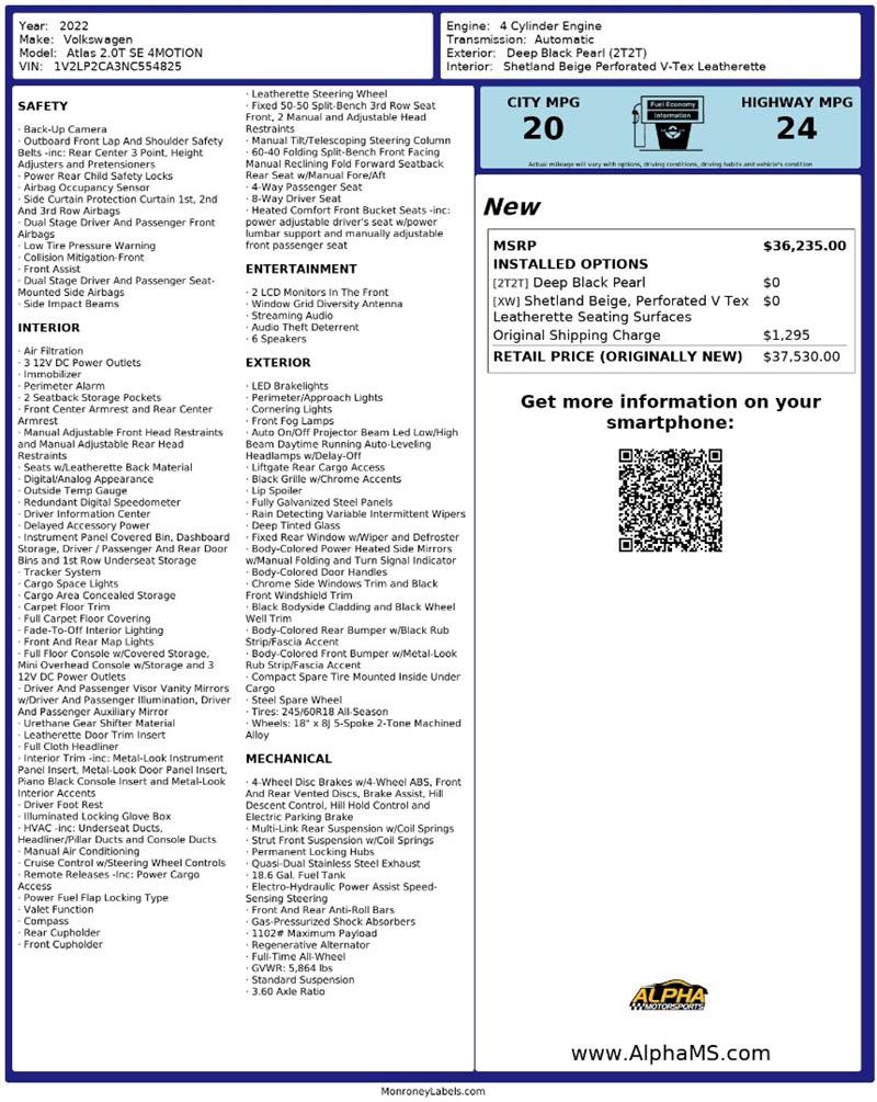 Used 2022 Volkswagen Atlas SE AWD/4WD image 3