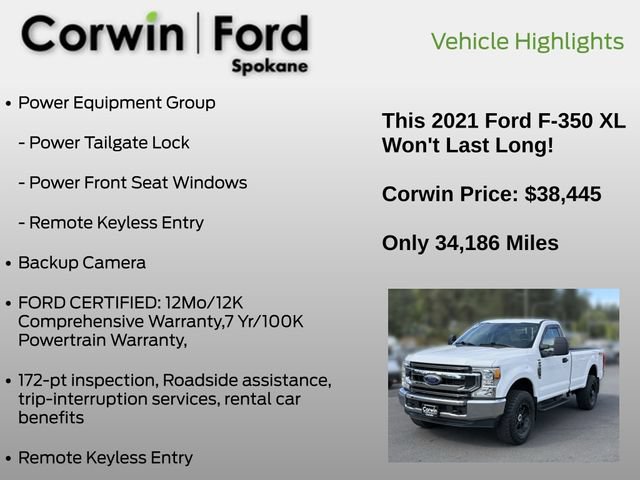 Certified 2021 Ford F350 XL w/ Power Equipment Group AWD/4WD image 13