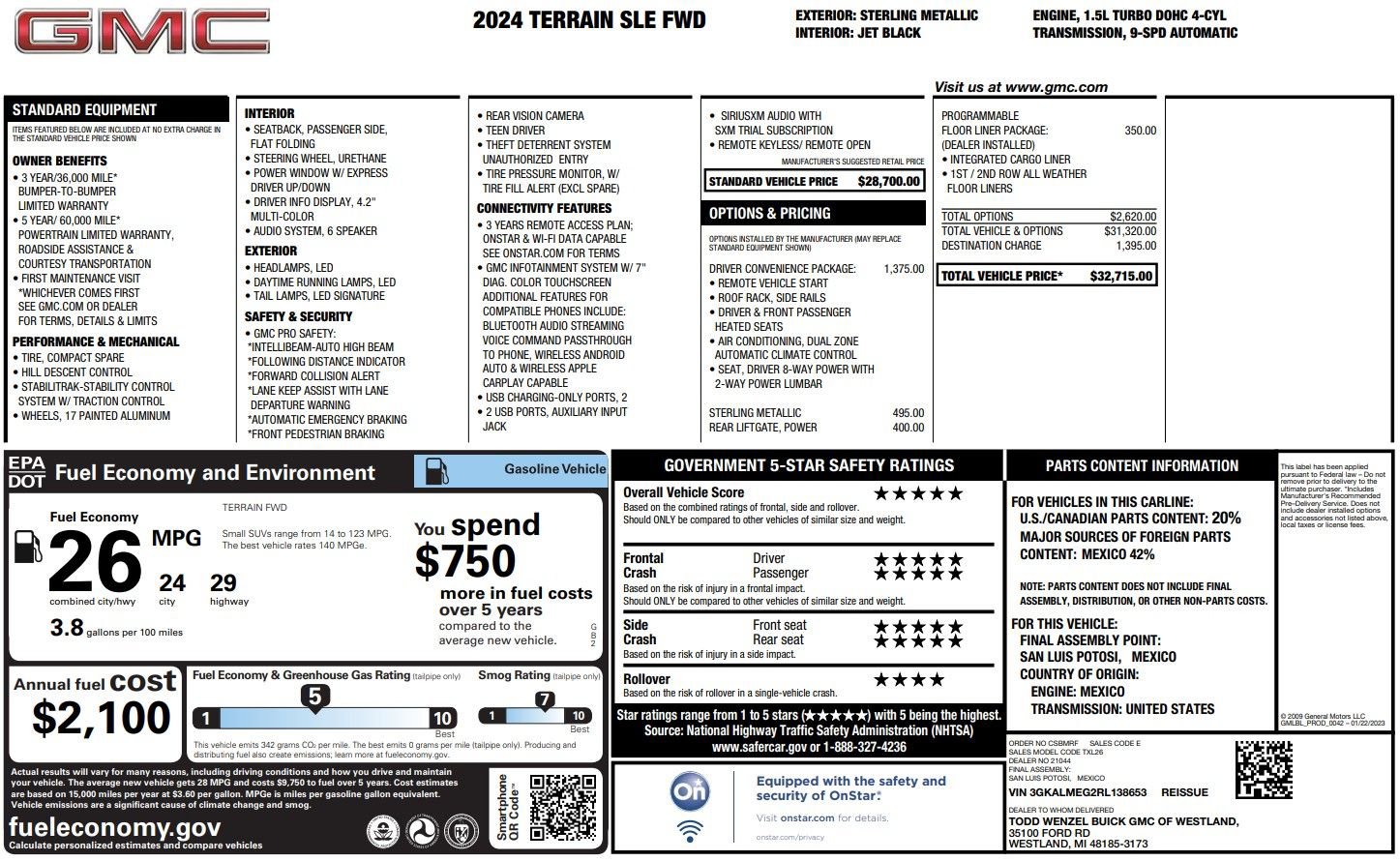 Used 2024 GMC Terrain SLE w/ Driver Convenience Package image 38