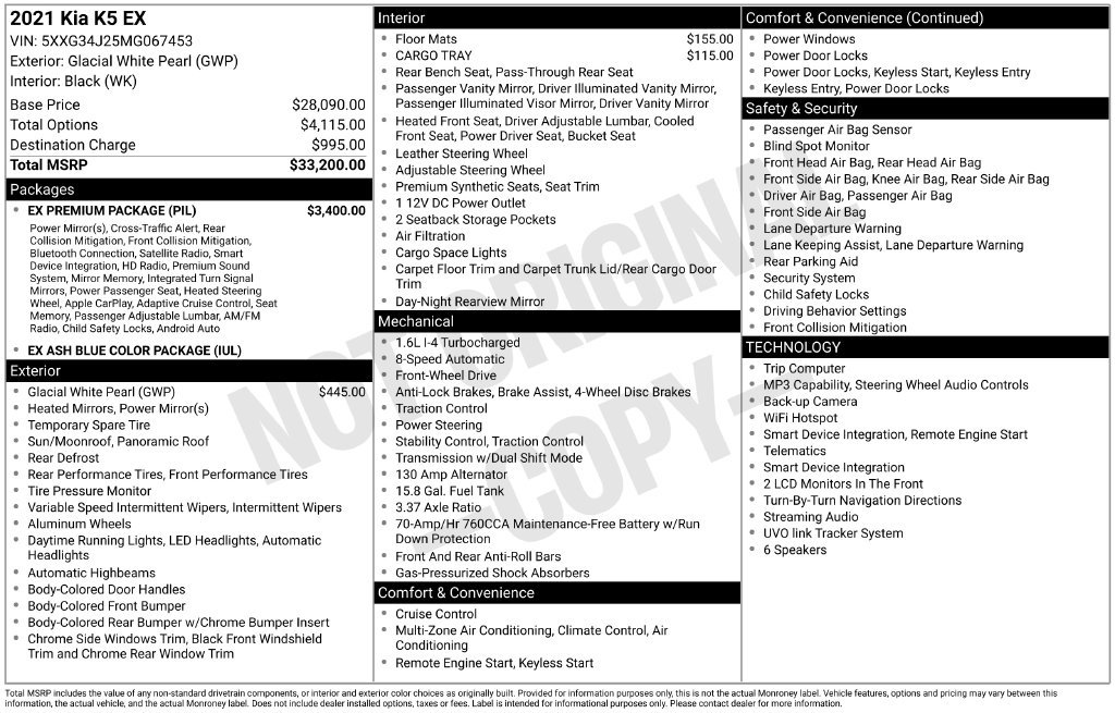 Used 2021 Kia K5 EX w/ EX Premium Package FWD image 56