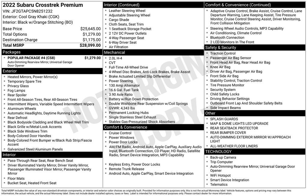 Used 2022 Subaru Crosstrek 2.0i Premium w/ Popular Package #4 image 10