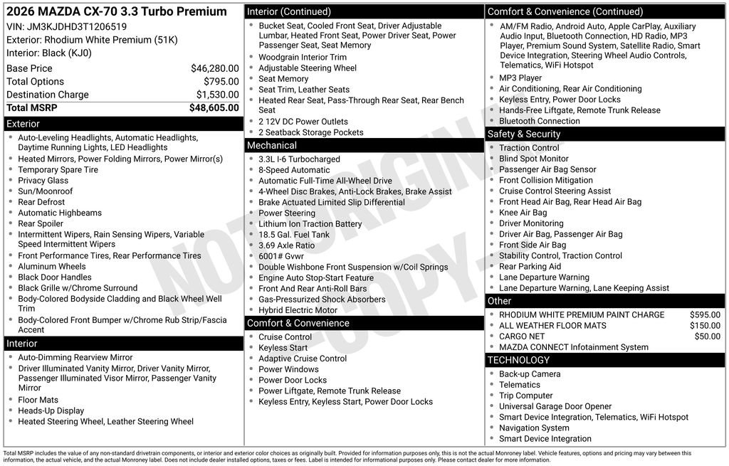 New 2026 MAZDA CX-70 3.3 Turbo w/ Premium Package image 3
