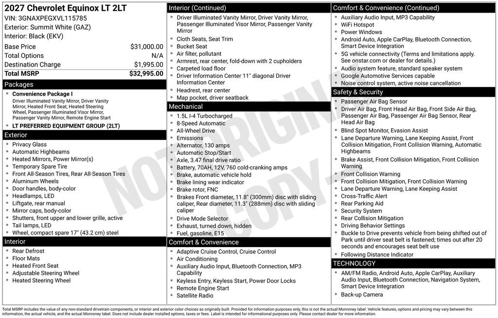 New 2027 Chevrolet Equinox LT AWD/4WD image 3