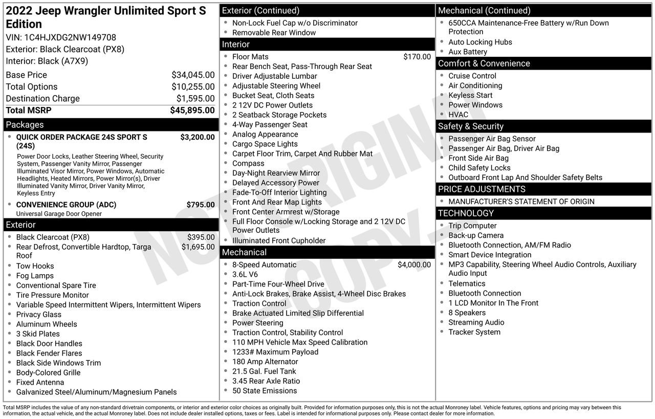 Used 2022 Jeep Wrangler Unlimited Sport AWD/4WD image 36