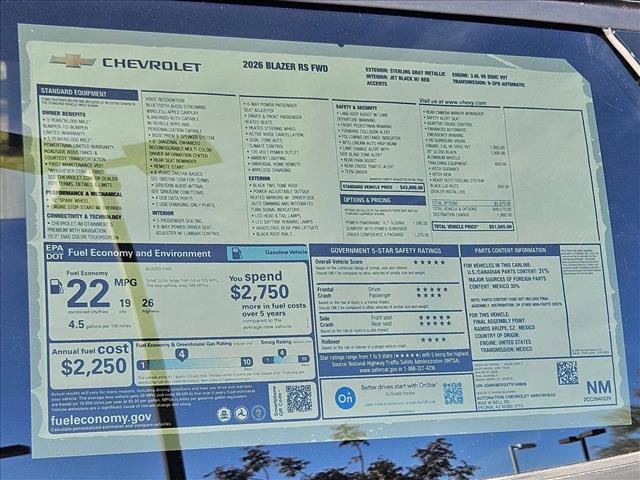 New 2026 Chevrolet Blazer RS w/ Driver Confidence II Package image 16