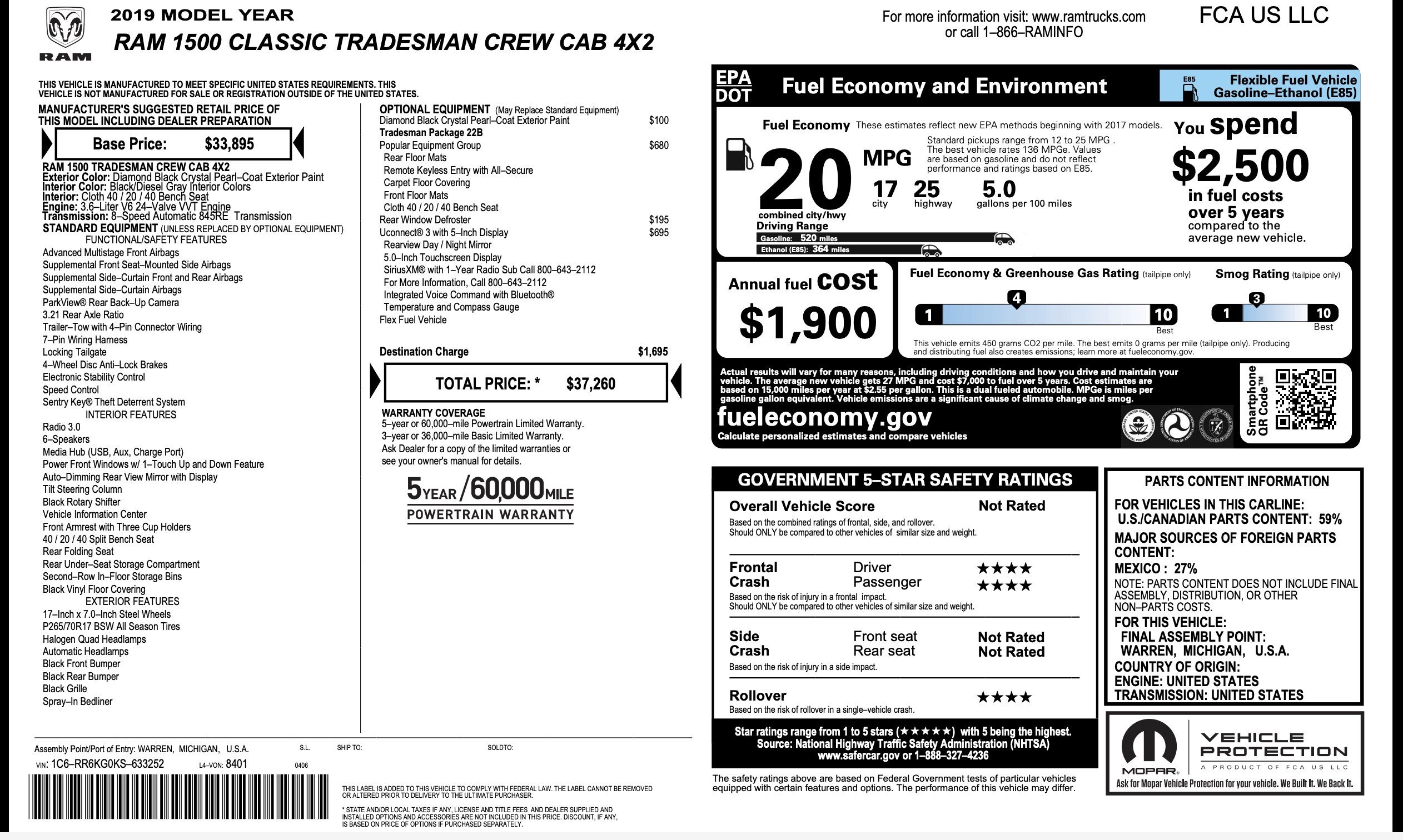 Used 2019 RAM 1500 Tradesman w/ Popular Equipment Group RWD image 3