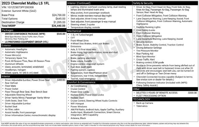Used 2023 Chevrolet Malibu LS w/ Driver Confidence Package FWD image 37