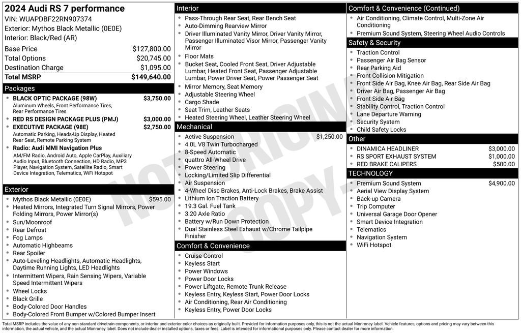 Used 2024 Audi RS 7 Performance w/ Black Optic Package image 2