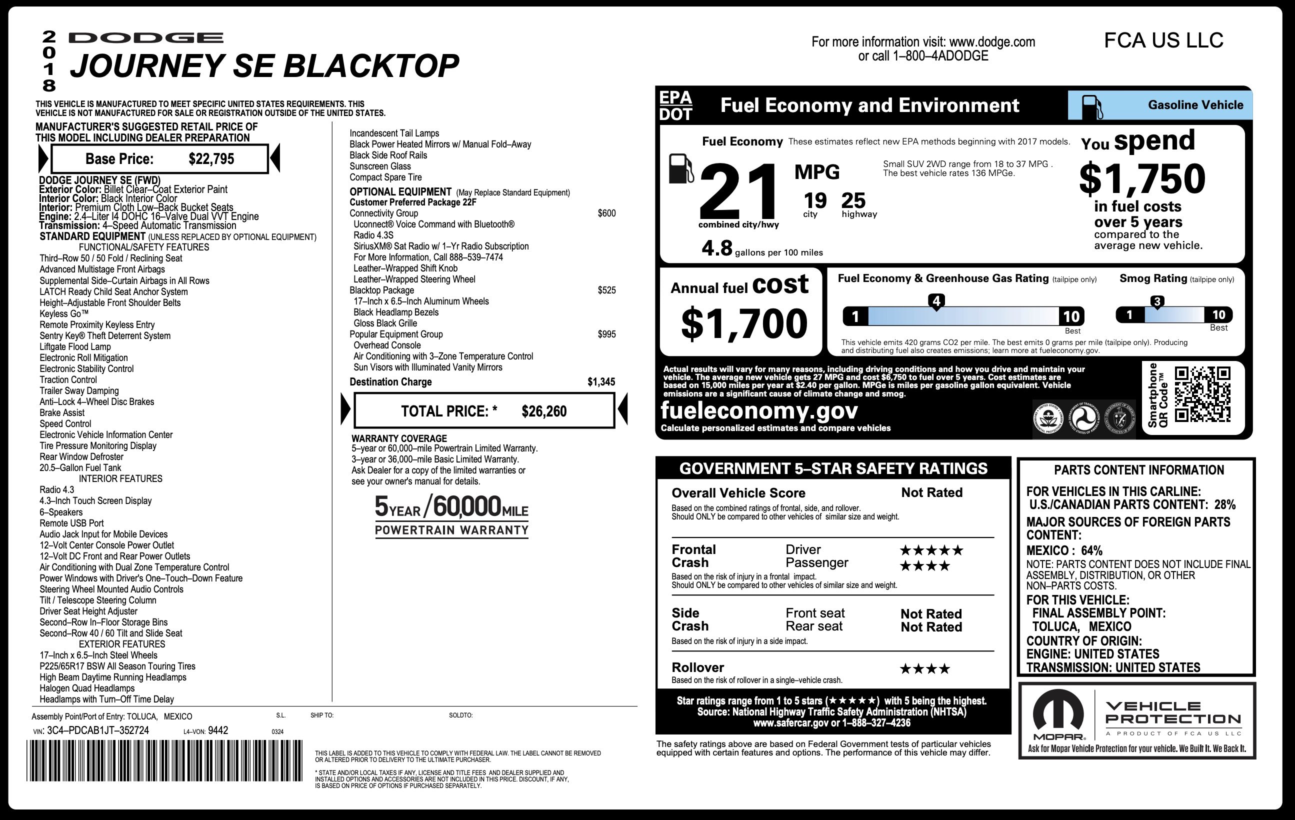Used 2018 Dodge Journey SE w/ Popular Equipment Group image 4
