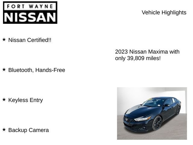 Certified 2023 Nissan Maxima SR w/ Sport Mat Group image 7