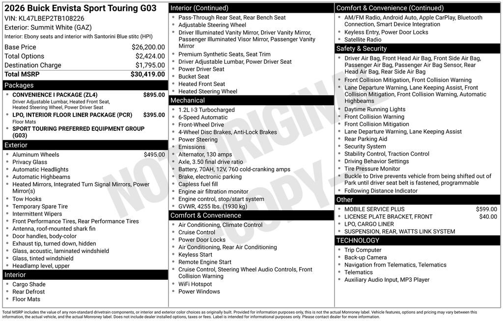 New 2026 Buick Envista Sport Touring w/ Convenience I Package image 9