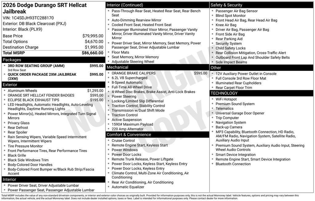 Used 2026 Dodge Durango SRT Hellcat AWD/4WD image 16