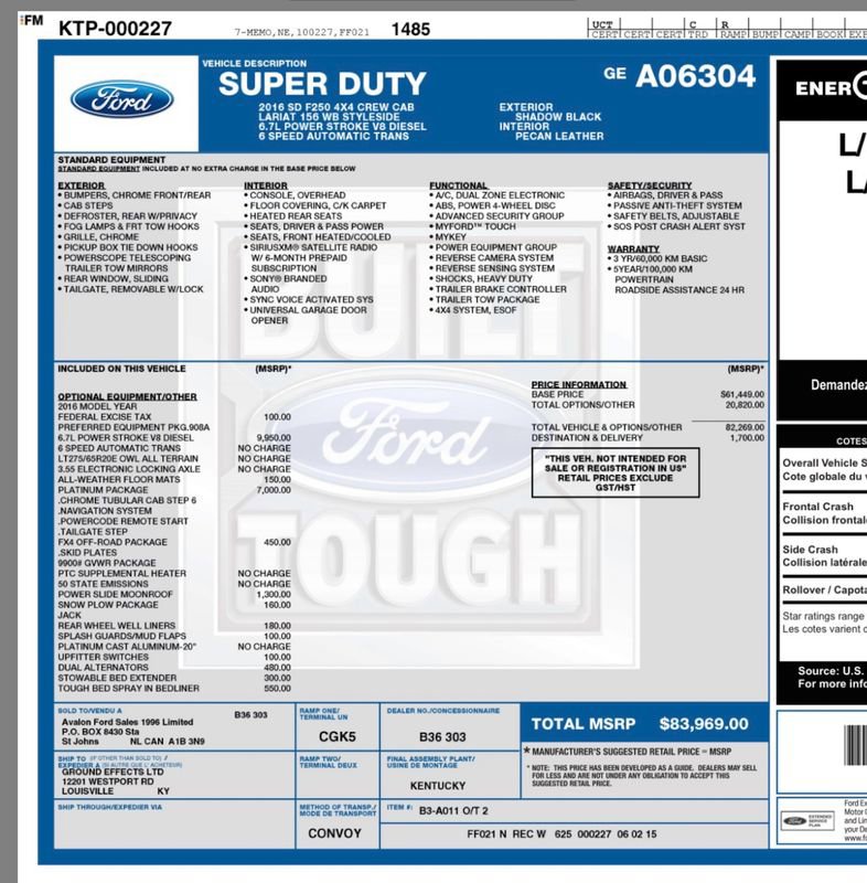 Used 2016 Ford F250 Platinum w/ Platinum Package AWD/4WD image 1