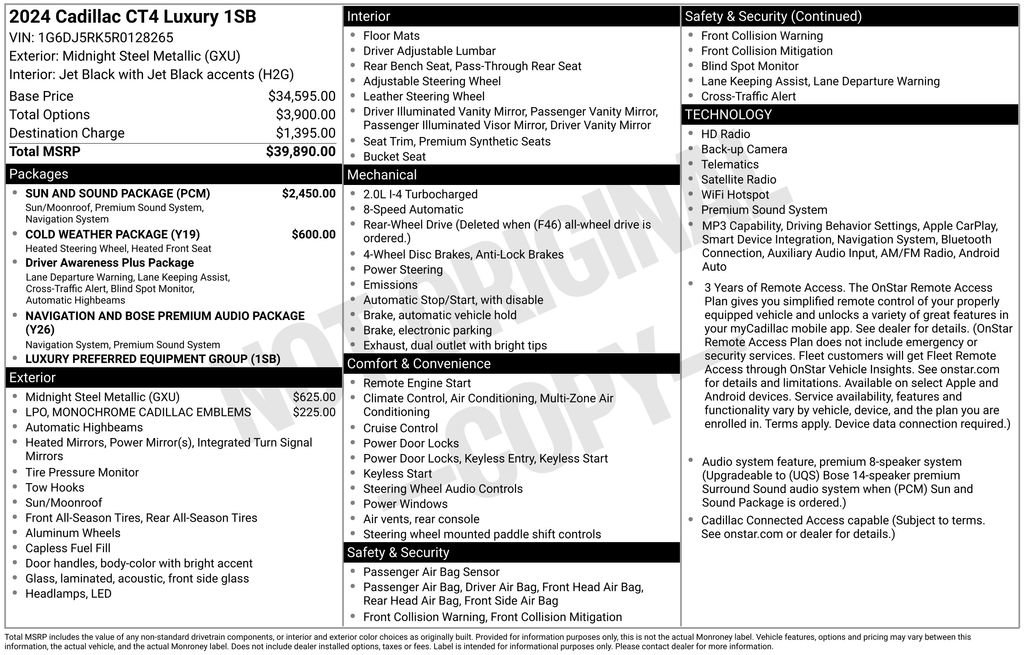 Used 2024 Cadillac CT4 Luxury w/ Sun And Sound Package RWD image 6