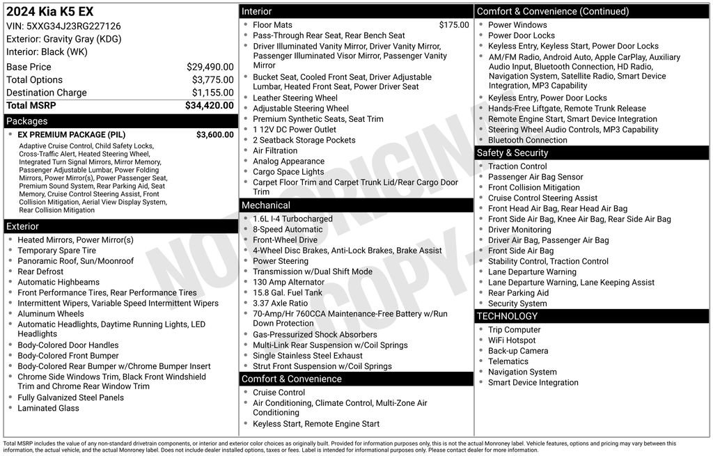 Used 2024 Kia K5 EX w/ EX Premium Package FWD image 28