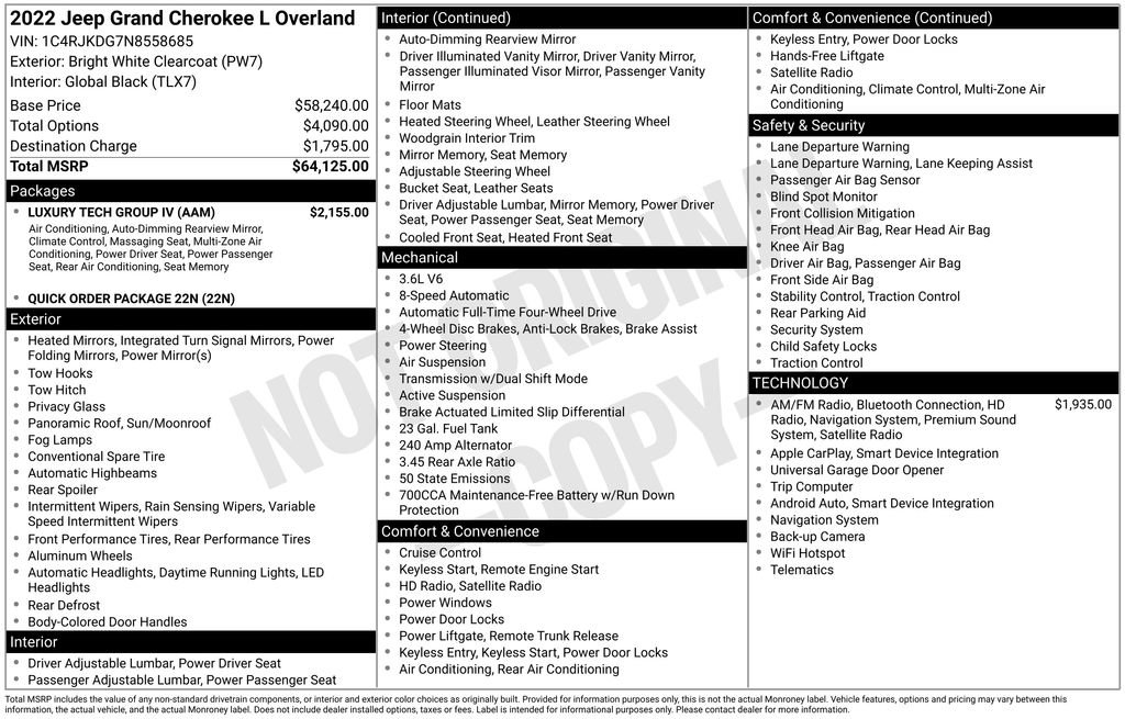 Certified 2022 Jeep Grand Cherokee L Overland w/ Luxury Tech Group IV image 37