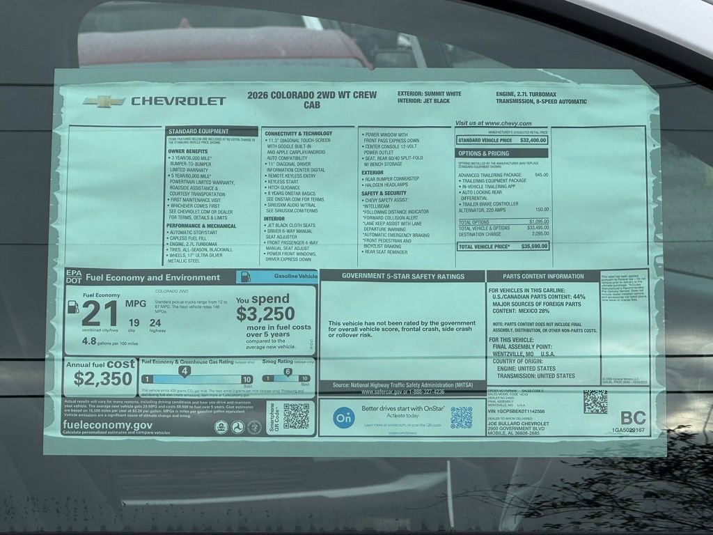New 2026 Chevrolet Colorado W/T w/ Advanced Trailering Package image 36