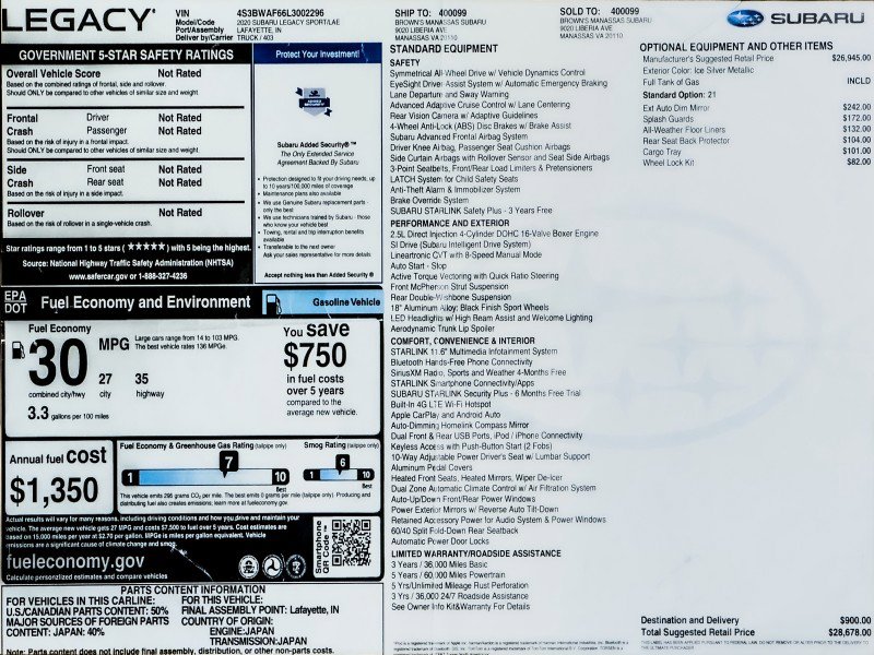 Used 2020 Subaru Legacy Sport image 46