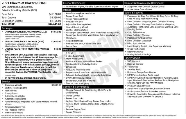 Certified 2021 Chevrolet Blazer RS w/ Enhanced Convenience Package FWD image 7