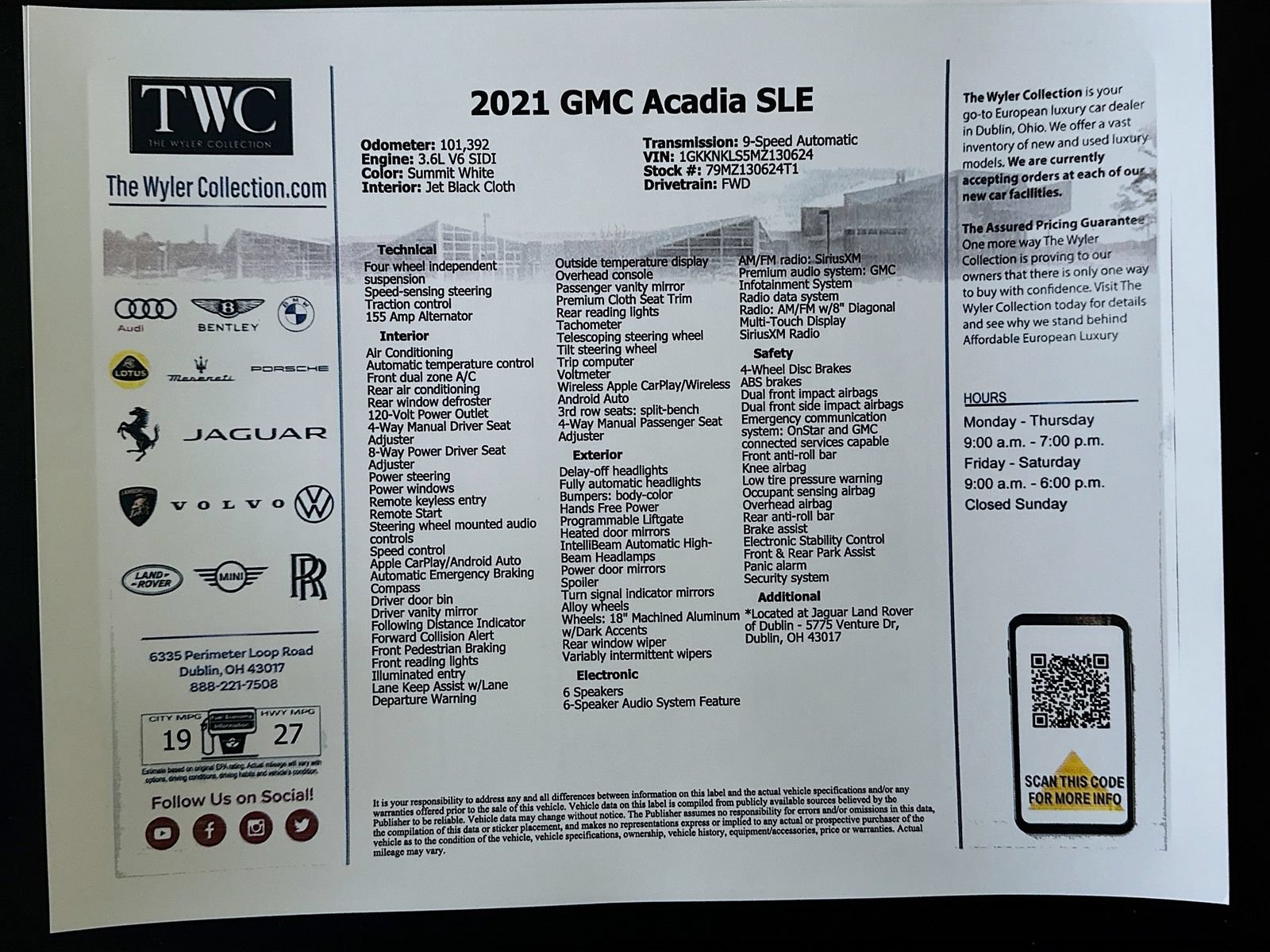 Used 2021 GMC Acadia SLE w/ Driver Convenience Package FWD image 46