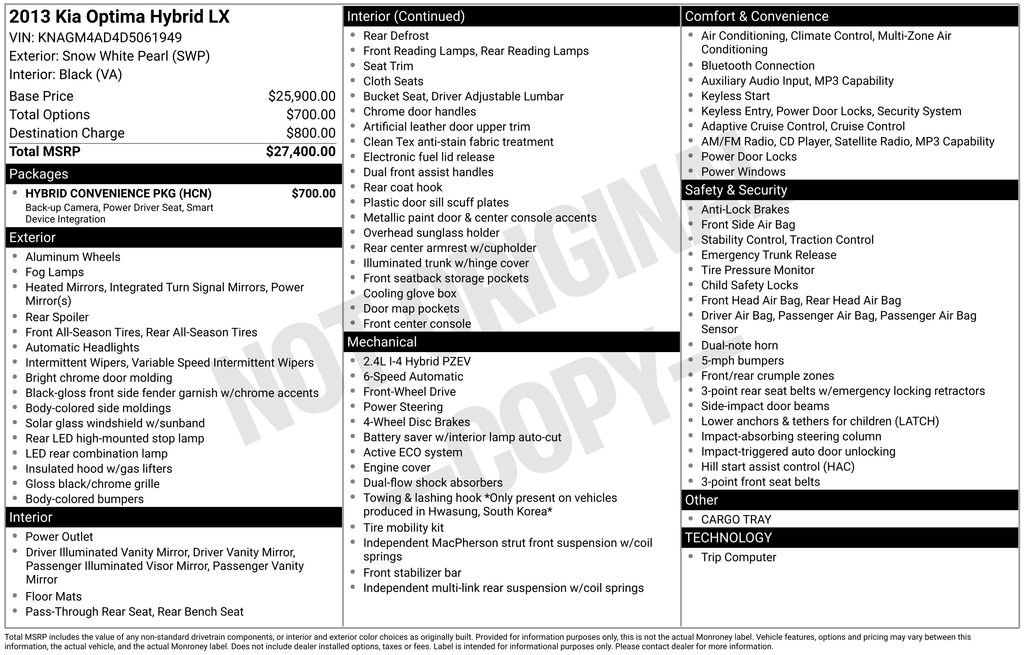 Used 2013 Kia Optima LX w/ Hybrid Convenience Pkg FWD image 6