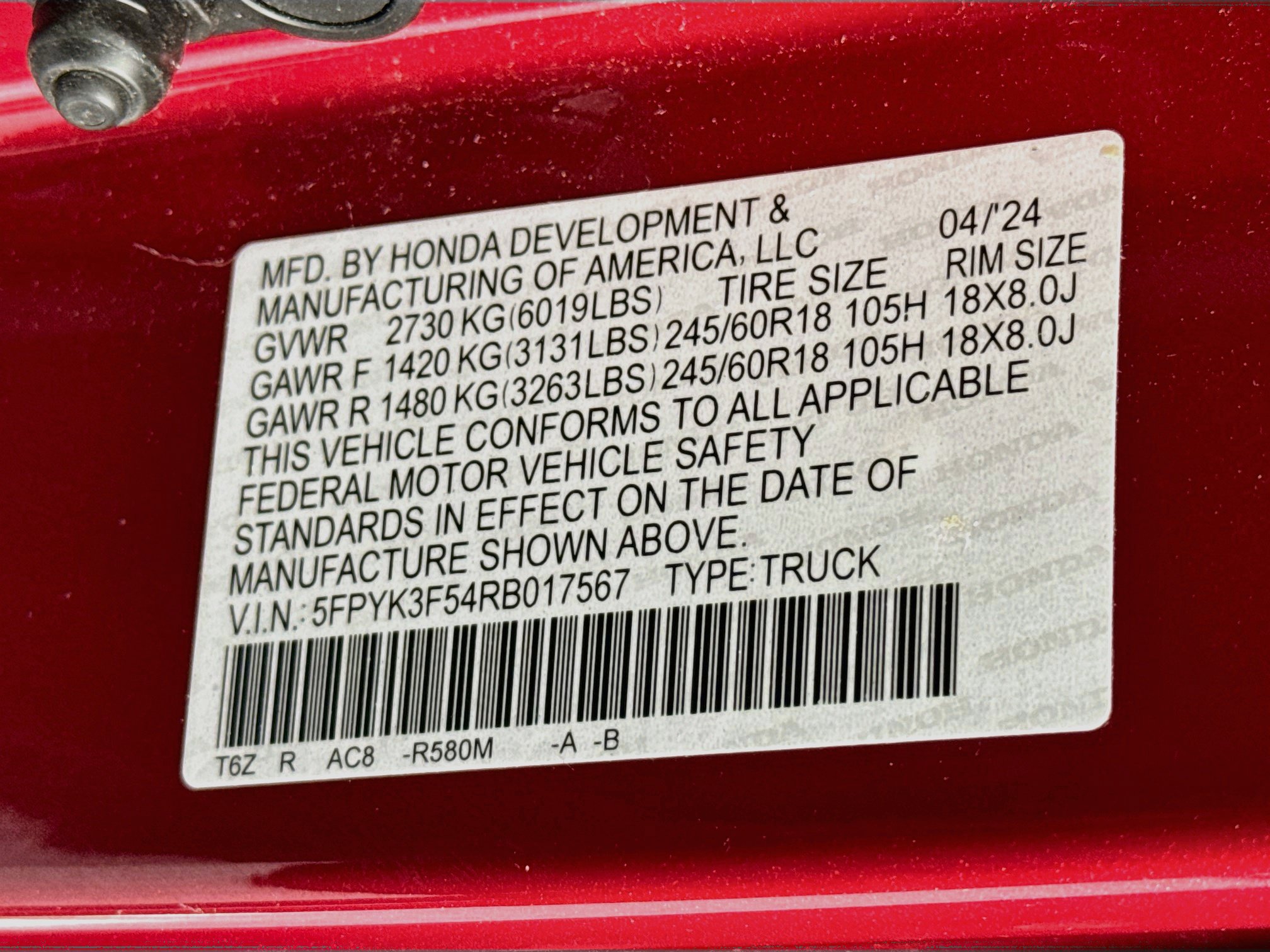 Certified 2024 Honda Ridgeline RTL image 31
