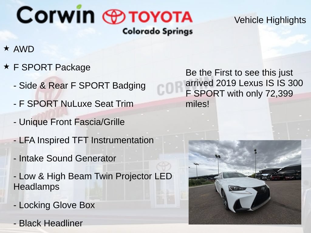 Used 2019 Lexus IS 300 F Sport w/ F Sport Package AWD/4WD image 4