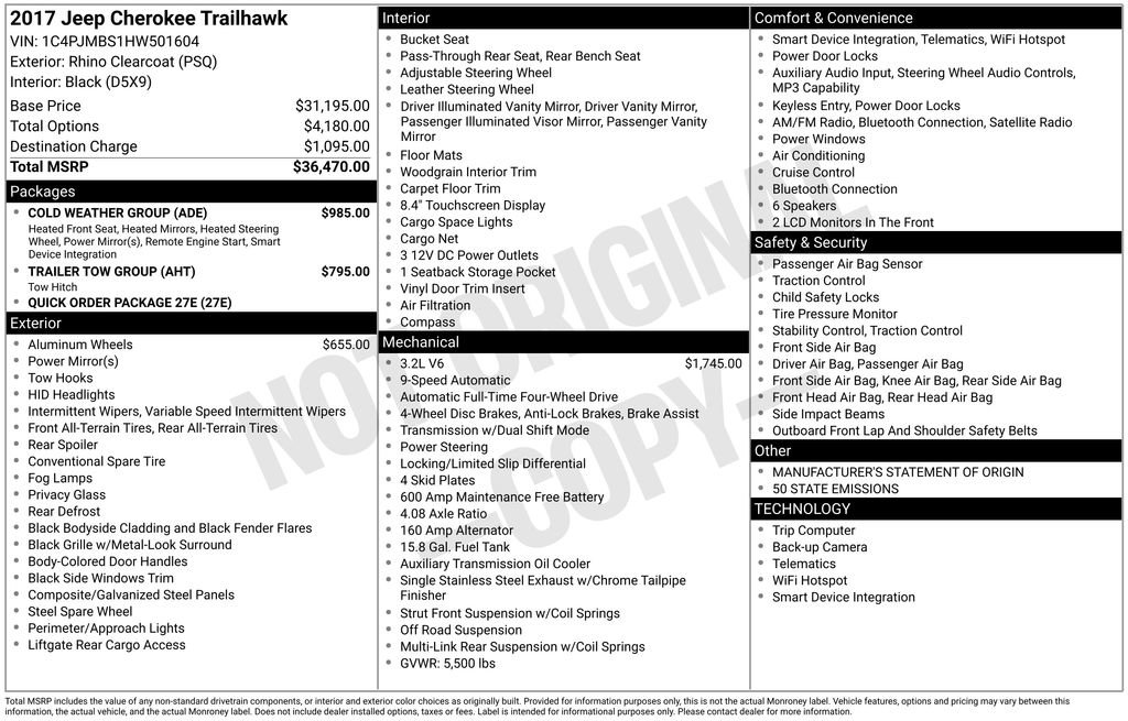 Used 2017 Jeep Cherokee Trailhawk w/ Cold Weather Group image 44