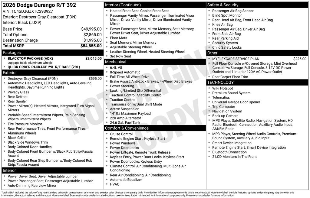 New 2026 Dodge Durango R/T w/ Blacktop Package AWD/4WD image 9