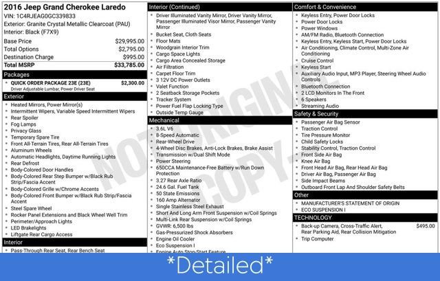 Used 2016 Jeep Grand Cherokee Laredo w/ Quick Order Package 23E image 3