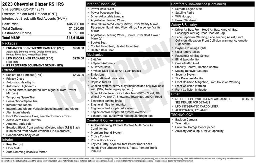 Certified 2023 Chevrolet Blazer RS w/ Enhanced Convenience Package image 30