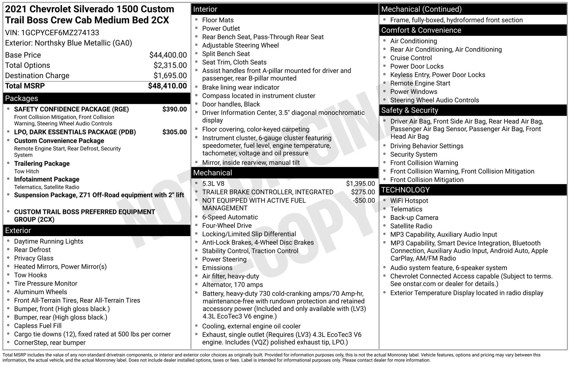 Used 2021 Chevrolet Silverado 1500 Custom Trail Boss w/ Safety Confidence Package AWD/4WD image 22
