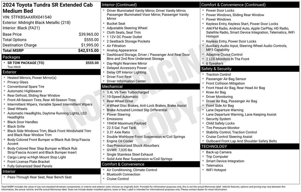 Used 2024 Toyota Tundra SR w/ SR Tow Package RWD image 5