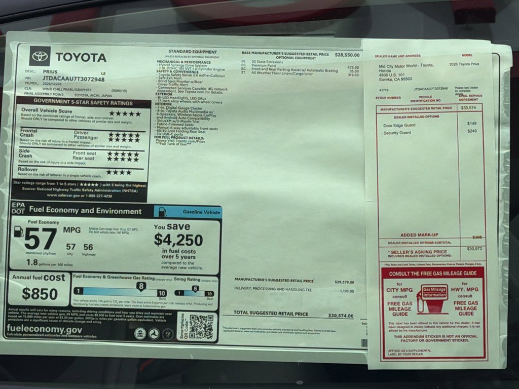 New 2026 Toyota Prius LE image 26