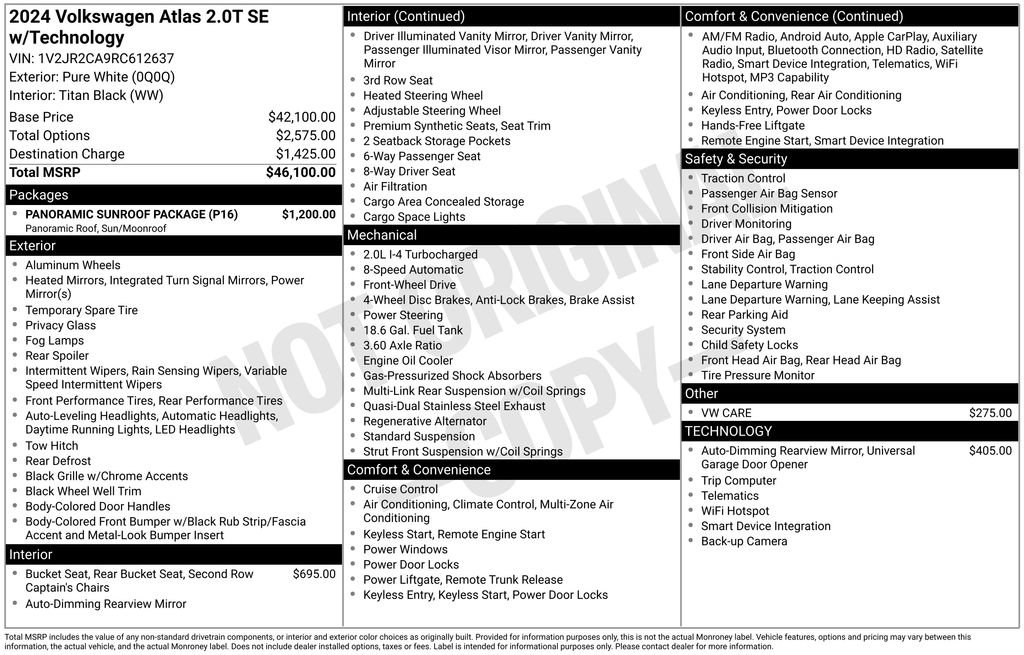 Used 2024 Volkswagen Atlas SE w/ Panoramic Sunroof Package FWD image 40