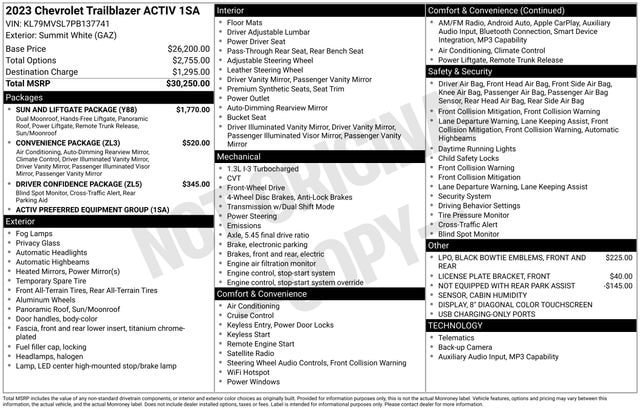 Used 2023 Chevrolet TrailBlazer ACTIV w/ Sun and Liftgate Package FWD image 45